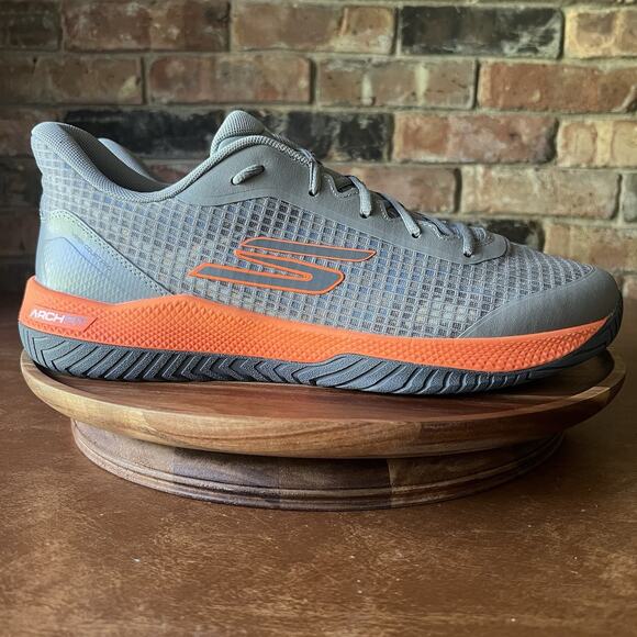 Skechers Viper Court Pro Pickleball Shoes Sneakers Gray Orange Men's 13 - Picture 9 of 16